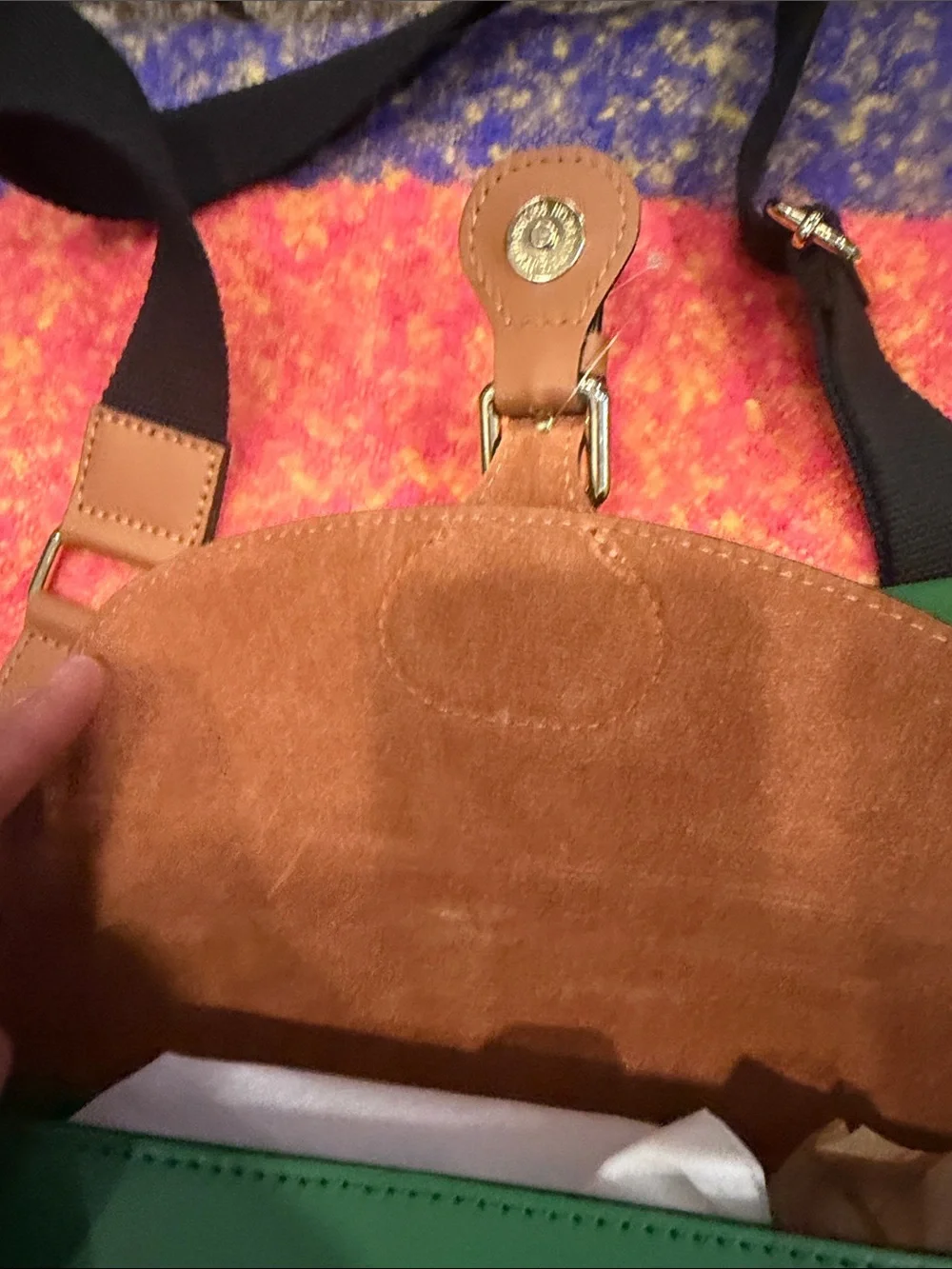 Italina Green & Brown original Leather Crossbody Bag with Matching Pouch